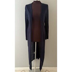 Eileen Fisher Duster Cardigan Size PM Dark Blue Lightweight Semi Sheer Layer